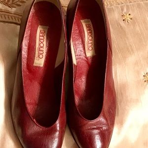 BANDOLINO burgundy/brown leather pumps